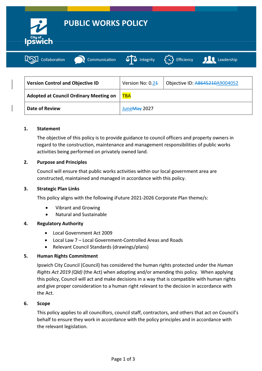 Agenda Of Council Ordinary Meeting Thursday June