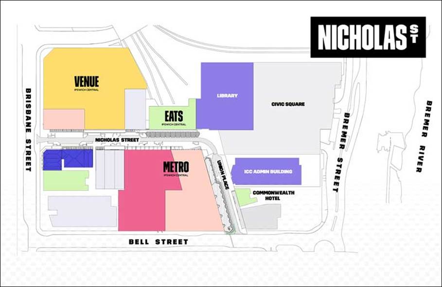 stylised map of Nicholas Street proposed precinct